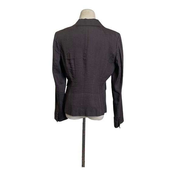 Alfani brown 2 buttoned stitched lapel detail casual blazer size 8P - Picture 2 of 8